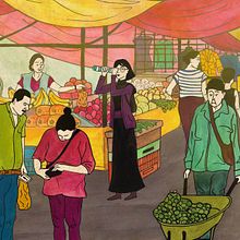 Alondra en el mercado de las maravillas. Drawing, and Traditional illustration project by Alondra Ortiz Vargas - 04.11.2021