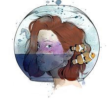 sumergida en su pequeño oceano. Un progetto di Illustrazione digitale di andreutb.arqueo.art - 23.04.2021
