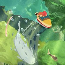 Niña pez y su amigo, o Ponyo. Un progetto di Disegno digitale, Illustrazione tradizionale e Pittura digitale di Miguel Molina - 24.04.2021
