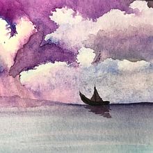 Love clouds with a hidden dove. Un proyecto de Pintura a la acuarela de Maike Anna Mueller - 24.04.2021