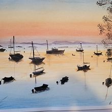 Water color  sun down. Watercolor Painting project by Edit Mason - 04.24.2021