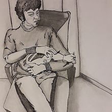 Man and cat. Projekt z dziedziny Trad, c, jna ilustracja,  R, sunek art, st, czn,  R, sunek atramentem, R, sunek anatomiczn, Sketchbook i Sketching użytkownika Lydia Veneri - 20.11.2020