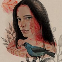 Olá pássaro . Traditional illustration, and Digital Illustration project by Gabriela - 04.24.2021