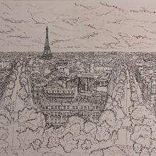 Paris pen drawing. Architectural Illustration & Ink Illustration project by Hannah Davidoff - 07.23.2017