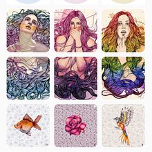 Portfolio de ilustración en Instagram. Projekt z dziedziny Trad, c, jna ilustracja, Pattern design i Instagram użytkownika PlastikQueen - 12.03.2021