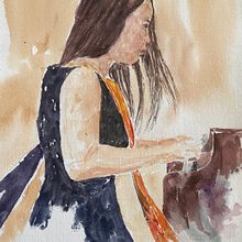 My project in  Watercolor Portrait Sketchbook course. Un proyecto de Ilustración tradicional de cappiellolou - 25.04.2021