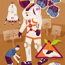 The Martian - Vector and printmaking texture illustration. Un proyecto de Ilustración tradicional de John Coe - 29.04.2021