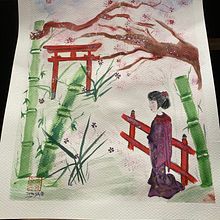 Mi Proyecto del curso: Ilustración en acuarela con influencia japonesa. Projekt z dziedziny Malowanie akwarelą,  R, sunek, Trad, c i jna ilustracja użytkownika Soraya Sáez - 01.05.2021