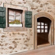 My project in Architectural Sketching with Watercolor and Ink course:Wall with Door & Window. Digital Painting, and Watercolor Painting project by waynetracks - 05.03.2021