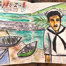 1945 Naples, Italy and Sailor. Watercolor Painting project by Noelia - 05.02.2021