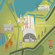 Chernobyl y la zona de exclusión. Mapa informativo. Traditional illustration, Architectural Illustration, Digital Illustration & Infographics project by Dani Maiz - 05.03.2021