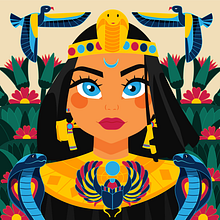 Egyptian Goddess - Proyecto de curso. Projekt z dziedziny Trad, c, jna ilustracja, Grafika wektorowa,  R, sunek, Projektowanie dla portali społecznościow i ch użytkownika Kropsiland - 26.04.2021