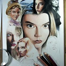 Anya Taylor Joy en lápices de colores. Drawing, Pencil Drawing, Artistic Drawing, Portrait Drawing, Realistic Drawing, and Traditional illustration project by Néstor Canavarro - 05.02.2021