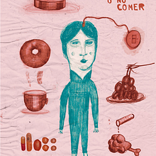 Comer o no comer. Ilustración para TAPAS magazine, 2018.. Ilustração tradicional, Design editorial, Ilustração editorial, Design, Desenho a lápis, Artes plásticas, Colagem, Lettering, e Desenho projeto de Sandra de Miguel - 04.05.2021