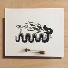 Dragon and Little Knight. Un projet de Illustration traditionnelle, Estampe, Beaux Arts, Artisanat, B , et e dessinée de Katja - 04.05.2021