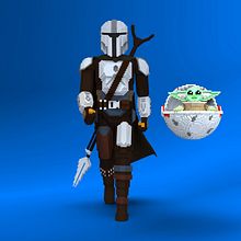 Mando & Grogu Voxel Art. 3D, Character Design, and 3D Character Design project by Marco Loreto - 05.04.2021