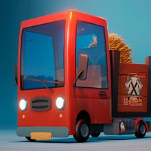 Carrito Cartoon. 3D Modeling, and 3D Design project by Steven Pasaje - 01.18.2021