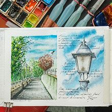 Cuaderno de viaje en acuarela. Architectural Illustration, Sketchbook, Traditional illustration, and Watercolor Painting project by Marcos Díaz - 05.06.2021