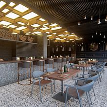 Mi Proyecto del curso: Diseño interior de restaurante steakhouse "Bull´s Bonfire. Architecture, Interior Architecture, and Decoration project by mateo.arq4 - 05.06.2021