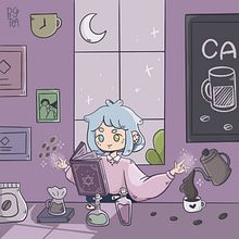Ávra and the magic coffee shop. Traditional illustration, and Design project by Tathiane Avila - 05.07.2021