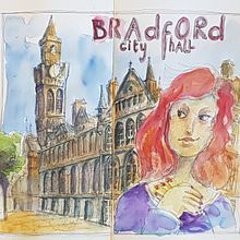 Bradford City Hall - My project in Artistic Watercolor Sketching: Dare to Express Your Ideas course. Watercolor Painting project by cactusfairy - 05.08.2021