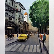Mi Proyecto del curso: Paisajes urbanos en acuarela. Painting, and Watercolor Painting project by rafagarcli - 05.09.2021