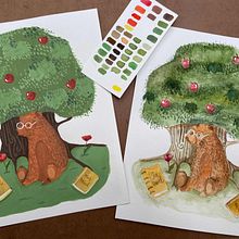 Oso lector - Técnicas de ilustración con acuarela y gouache Ein Projekt aus dem Bereich Traditionelle Illustration und Aquarellmalerei von Maria Paulina Arenas - 10.05.2021