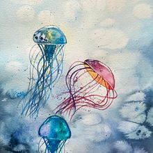 Mon projet du cours : Techniques modernes d’aquarelle. Traditional illustration, Fine Arts, Painting, and Watercolor Painting project by sophie.bauer0711 - 05.10.2021