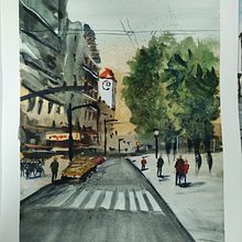Urban Landscapes in Watercolor course - Jimmy first drawing. Ilustração tradicional projeto de jimmybettega - 09.05.2021