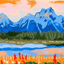 Playa y montaña. Traditional illustration project by Gisele Murias - 05.10.2021