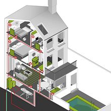 Infografía vectorial isométrica sobre energía geotermia en el hogar. Infographics, Vector Illustration, Digital Illustration, ArchVIZ, and Graphic Design project by Raquel Feria Legrand - 04.01.2021