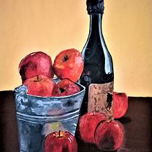Bodegón en acrílico. Acr, lic Painting, Painting, Traditional illustration, Drawing, Artistic Drawing, and Fine Arts project by Elizabeth Coloma Santibañez - 05.07.2021