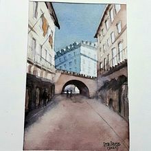 Mi Proyecto del curso: "EJEMPLO URBANO". Un progetto di Illustrazione tradizionale, Bozzetti, Disegno, Pittura ad acquerello, Illustrazione architettonica e Sketchbook di Dina Graciela Bairos - 14.05.2021