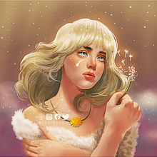 Billie Eilish's "Happier than Ever" Angelic dandelion portrait Ein Projekt aus dem Bereich Traditionelle Illustration, Zeichnung, Digitale Illustration, Porträtzeichnung, Digitale Zeichnung und Digitale Malerei von Gari Lubag - 04.05.2021
