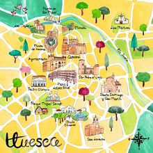 Plano ilustrado de Huesca: proyecto del curso Creación de mapas ilustrados. Traditional illustration, Drawing, Artistic Drawing, and Design project by Cielo Entrena Fernández - 05.17.2021