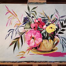 Blumen in Tasse  Ein Projekt aus dem Bereich Bildende Künste, Malerei, Malerei mit Acr und l von Anja Stolz - 18.05.2021