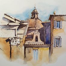 Rome, ink and watercolor painting. Un proyecto de Arquitectura, Bellas Artes, Pintura y Paisajismo de Ekaterina Chistiakova - 18.05.2021