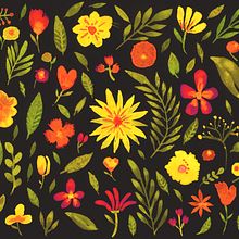Mi Proyecto del curso: Estampados florales en acuarela con colores vibrantes. Un progetto di Illustrazione tradizionale, Pattern design, Pittura ad acquerello e Illustrazione botanica di Tamara - 21.05.2021