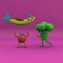 Vegetable and Fruits Circus . Un progetto di 3D e Illustrazione tradizionale di sharu - 10.08.2021