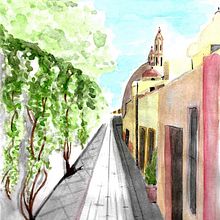 Mi Proyecto del curso: Dibujo arquitectónico con acuarela y tinta. Sketching, Drawing, Watercolor Painting, Architectural Illustration, Sketchbook & Ink Illustration project by Claudia Leonela Valladares Millán - 05.24.2021