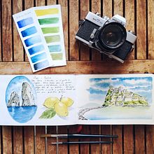 Mi Proyecto del curso: Cuaderno de viaje en acuarela Dedicado a la ciudad de Napoles Italia . Un proyecto de Ilustración tradicional, Pintura a la acuarela, Ilustración arquitectónica y Sketchbook de Dania Jimenez - 20.02.2021
