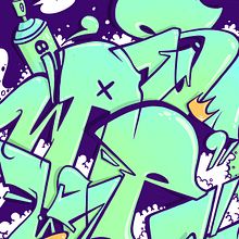 Collage graffiti letters. Collage, Street Art, Lettering, Digital Painting, H, and Lettering project by el waves! - 11.08.2020