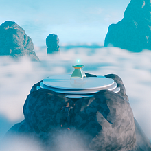 Cyan Heaven. Traditional illustration, 3D Design, and Concept Art project by Ricardo Ramón - 05.23.2021