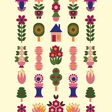 My Textile Pattern Design - Modern Folk Art. Product Design, Pattern Design, and Printing project by Frances - 05.26.2021