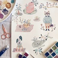 Randomtober (reversión del October Ink). Een project van Aquarelschilderen y Traditionele illustratie van Gabi Goitía (Tejiendo Raíces) - 27.05.2021