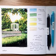 My project in Watercolor Travel Journal course. Traditional illustration, Watercolor Painting, Architectural Illustration, and Sketchbook project by Kamila Pieńkowksa - 05.28.2021