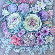 A floral composition in color pencils. Artistic Drawing, and Pencil Drawing project by Irina DG - 05.29.2021