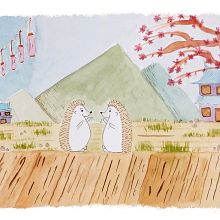 Mi Proyecto del curso: Ilustración en acuarela con influencia japonesa. Traditional illustration, Drawing, and Watercolor Painting project by Flavia Ronchi - 05.28.2021