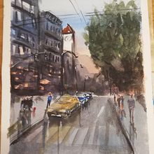 Mein Kursprojekt: Stadtlandschaften in Aquarell. Projekt z dziedziny  Sztuki piękne, Malowanie akwarelą,  R i sunek architektoniczn użytkownika Gerd Brenner - 30.05.2021