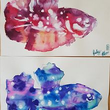 Watercolour and Gouache Experimental Fish. Watercolor Painting project by Philippa - 06.01.2021
